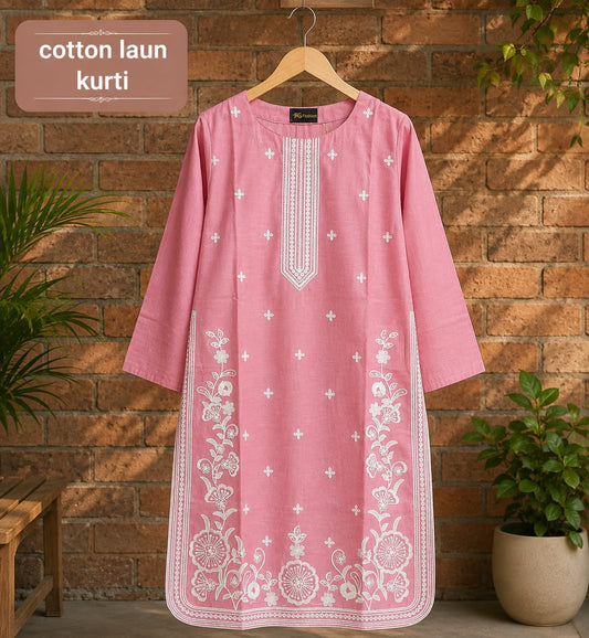 ✨ Premium Cotton Lawn Embroidered Kurti for Women | Elegant Floral Design 🌿