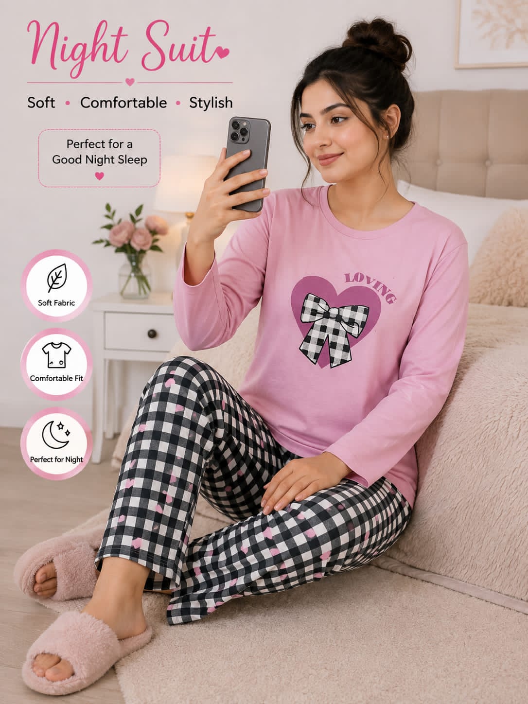 ✨ Soft & Comfortable Women’s Night Suit | Casual Sleepwear Set