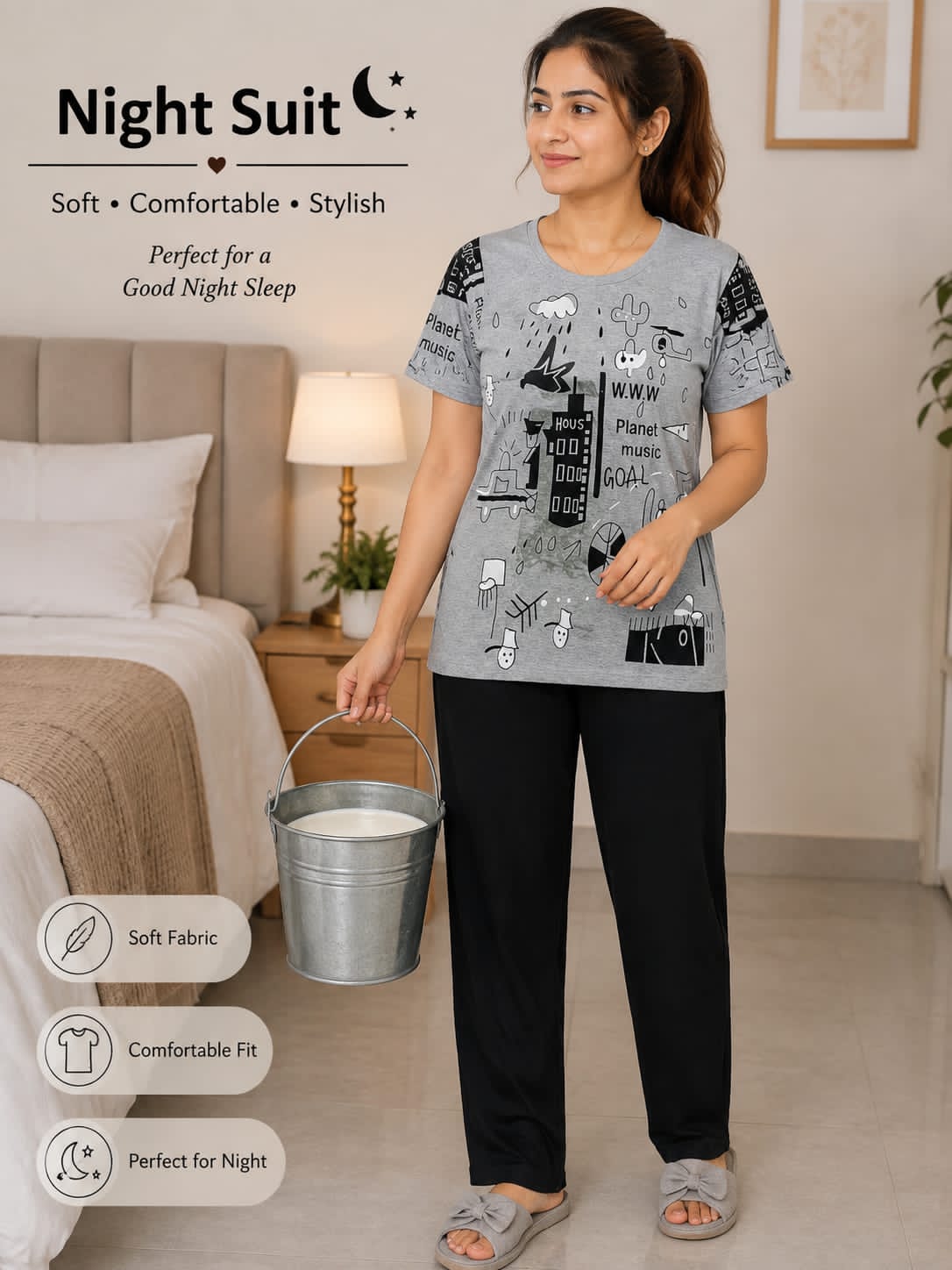 ✨ Soft & Comfortable Women’s Night Suit | Casual Sleepwear Set