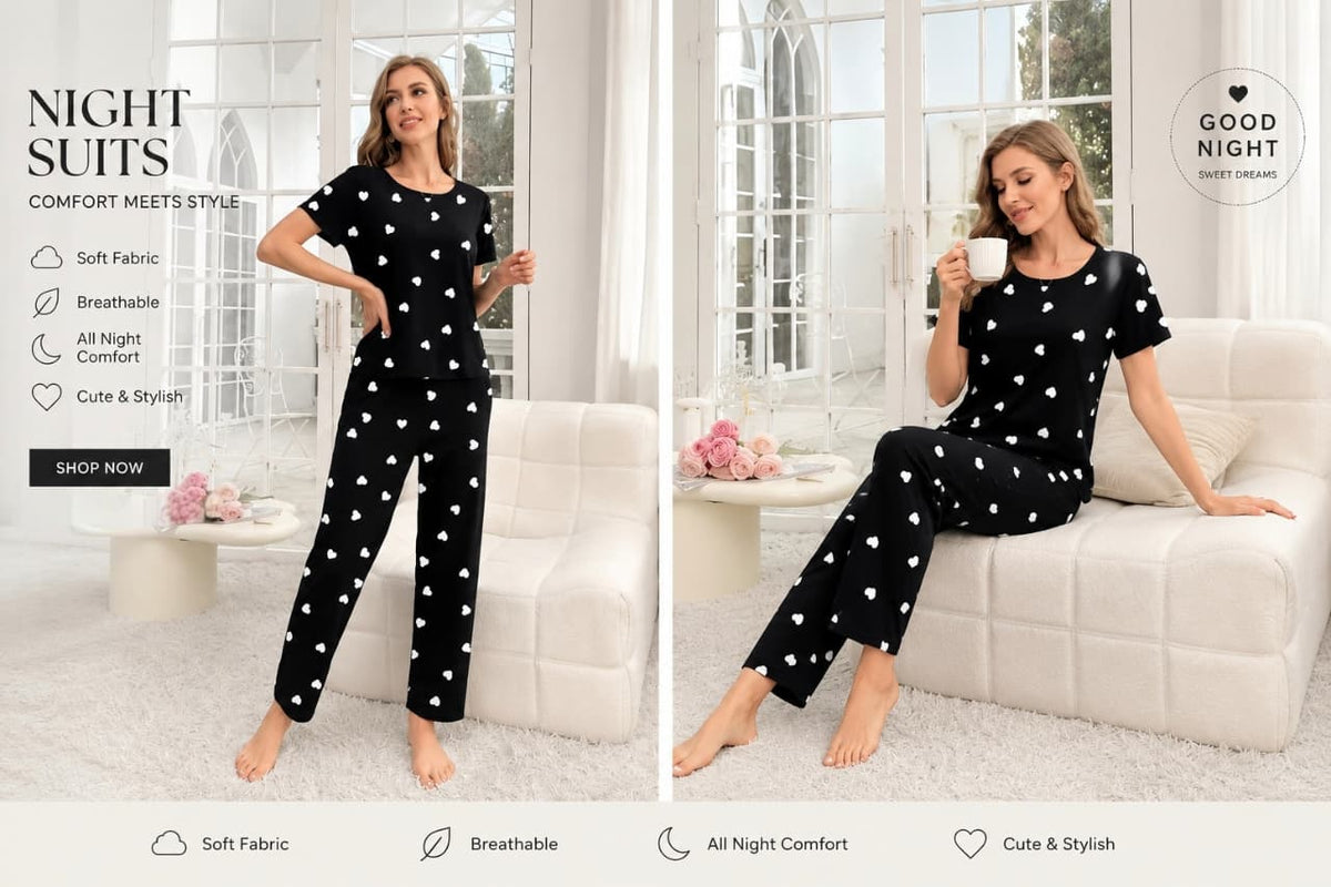 ✨ Soft & Comfortable Women’s Night Suit | Casual Sleepwear Set