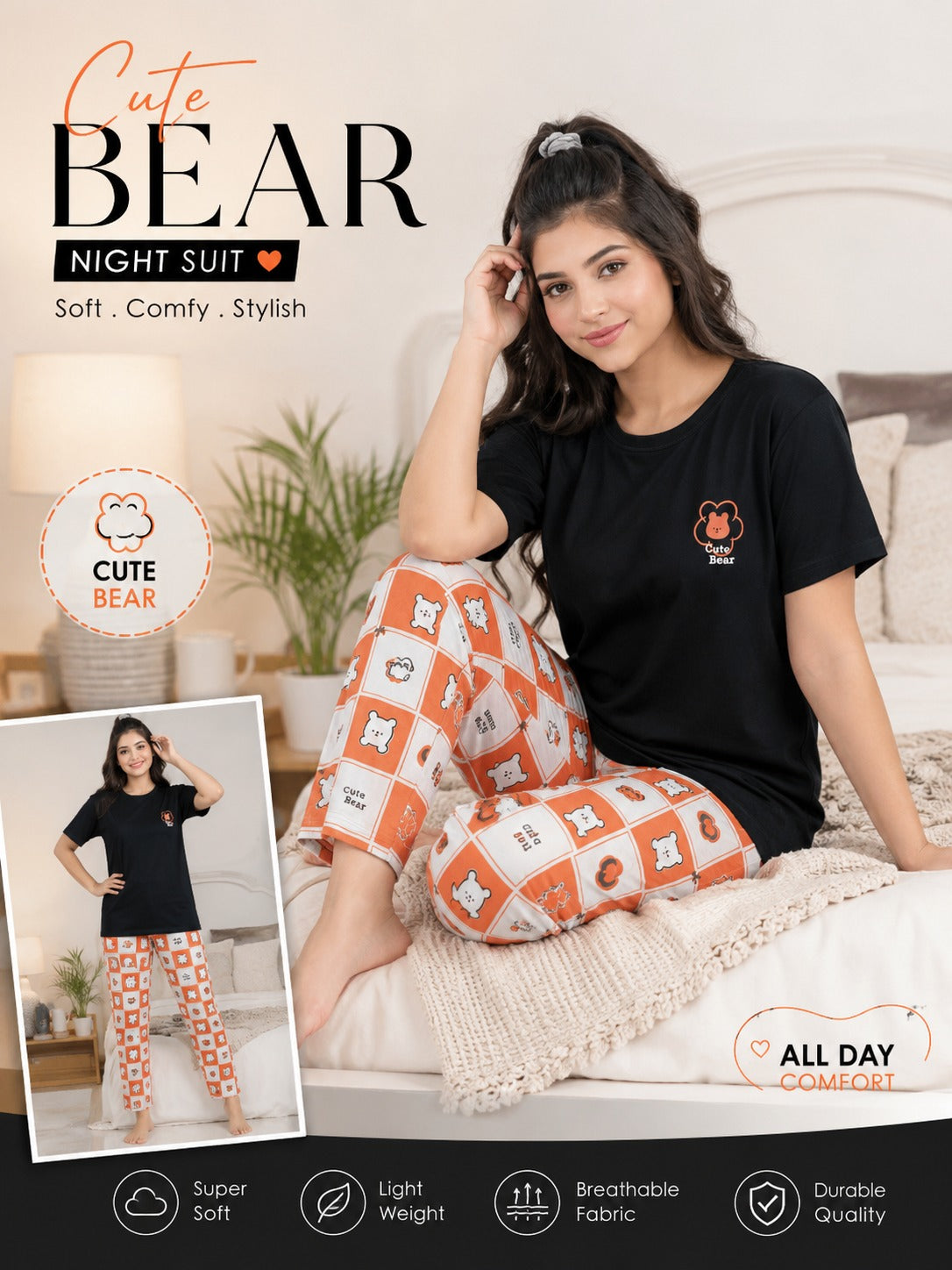 ✨ Soft & Comfortable Women’s Night Suit | Casual Sleepwear Set